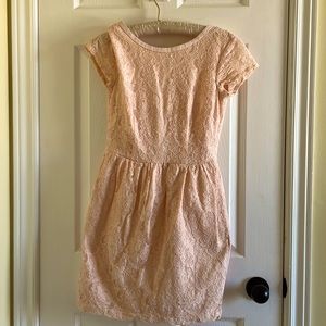 Blush lace peplum dress